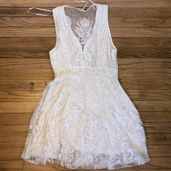 Free People Dresses & Skirts - Free People Lace Demask sheer lace skater dress size 6